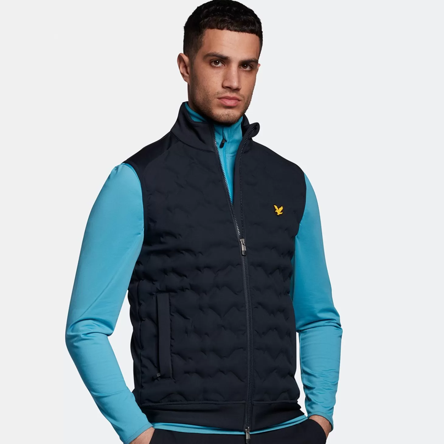 Lyle & Scott Quilted Back Fleece Gillet Blue New