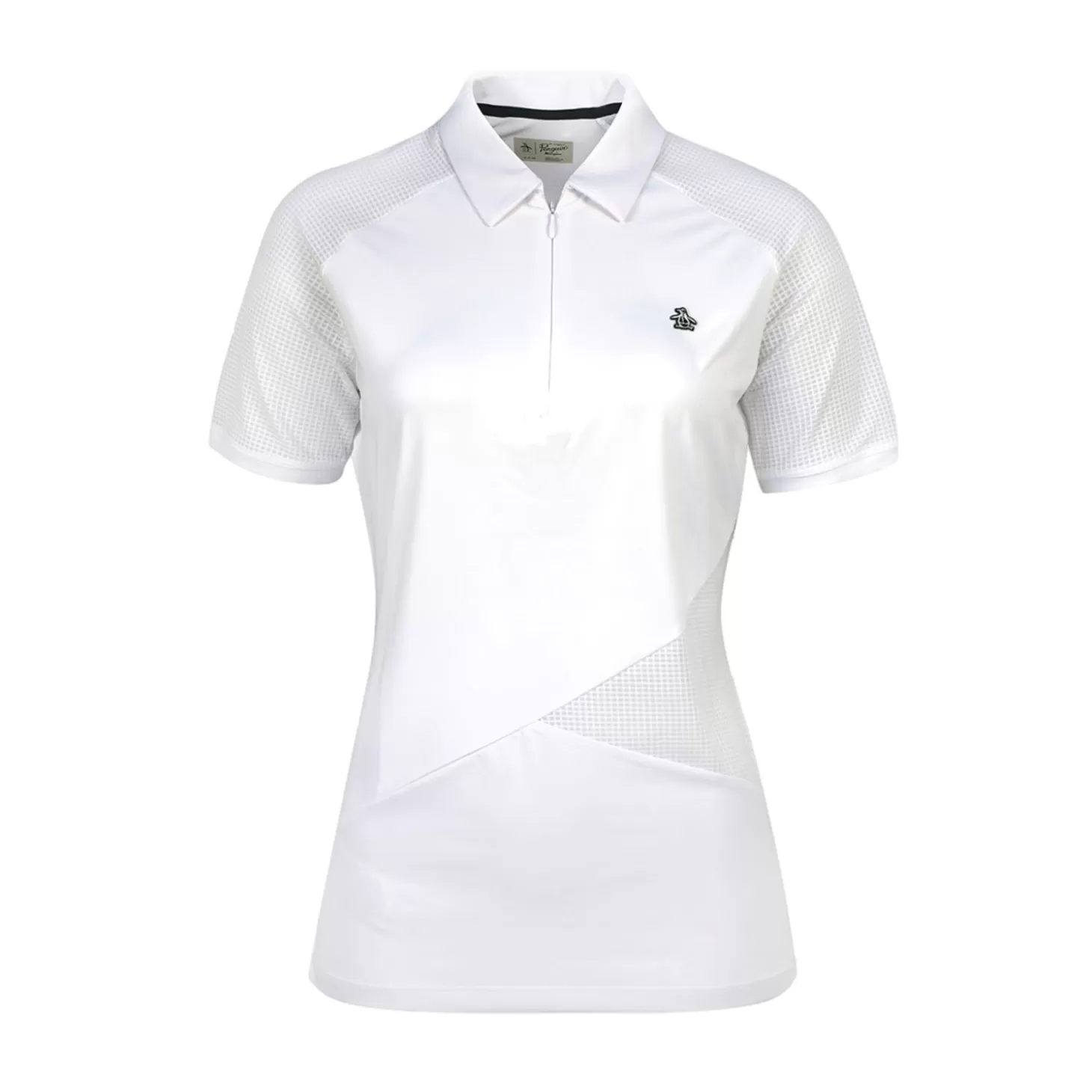 Original Penguin Ss Zip Front Asymmet Polo White Cheap