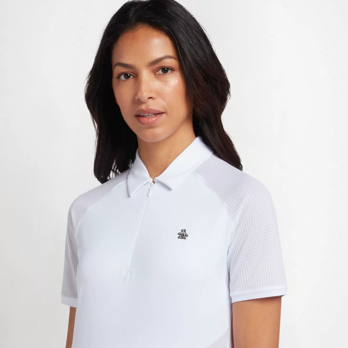 Original Penguin Ss Zip Front Asymmet Polo White Cheap