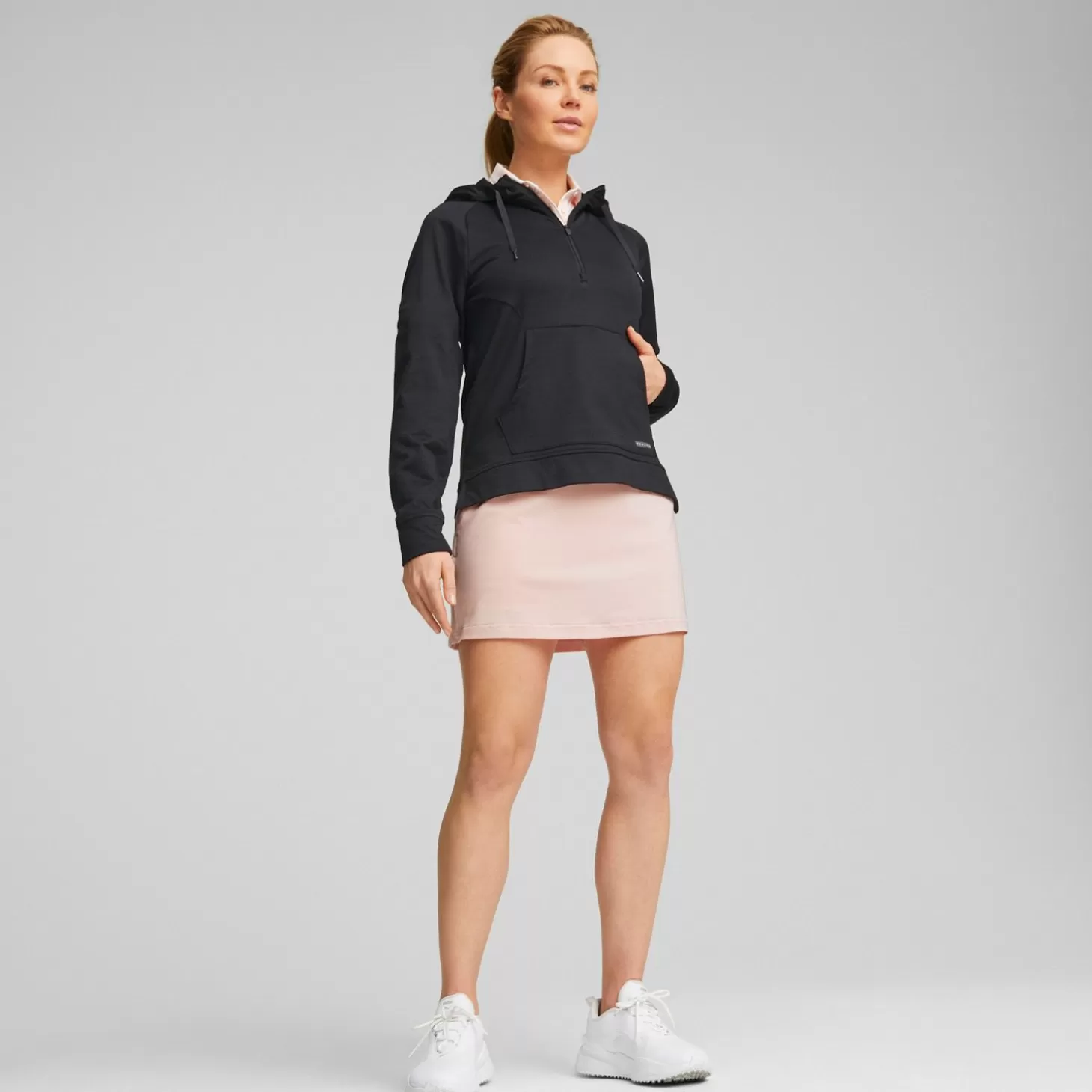 Puma W Hooded Cloudspun 1/4 Zip Gray Best Sale